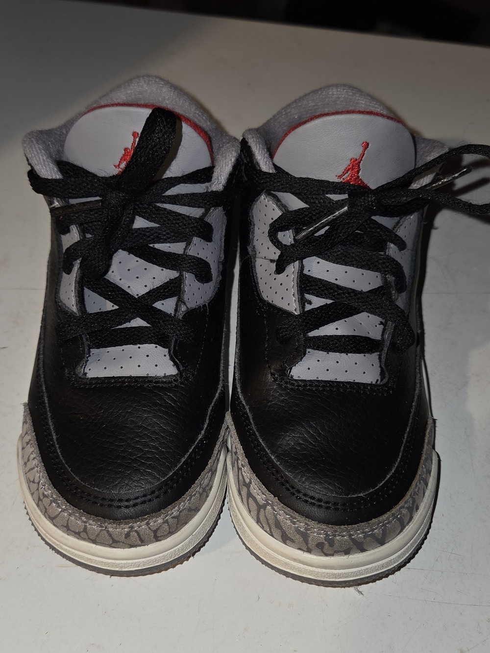 USED Nike Air Jordan 3 Retro Black Cement Grey Toddler Kids  Size 10C